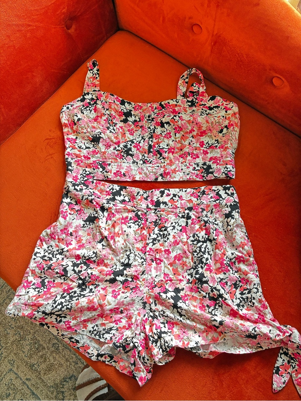 Vintage 2014 Bethany Mota by Aeropostale  Rayon Pink  Cropped Tank & Shorts Set